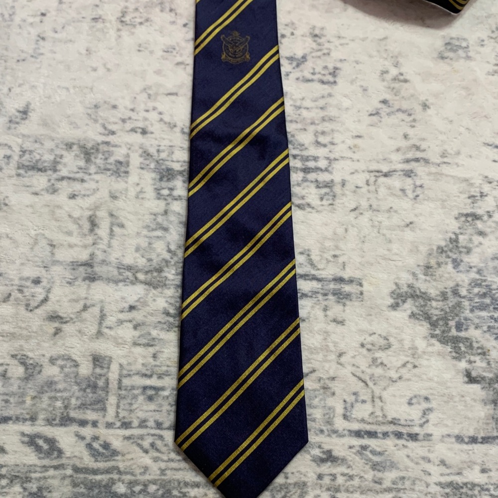 RARE VTG Bangladesh Air Force Navy and Gold Striped Men's Tie